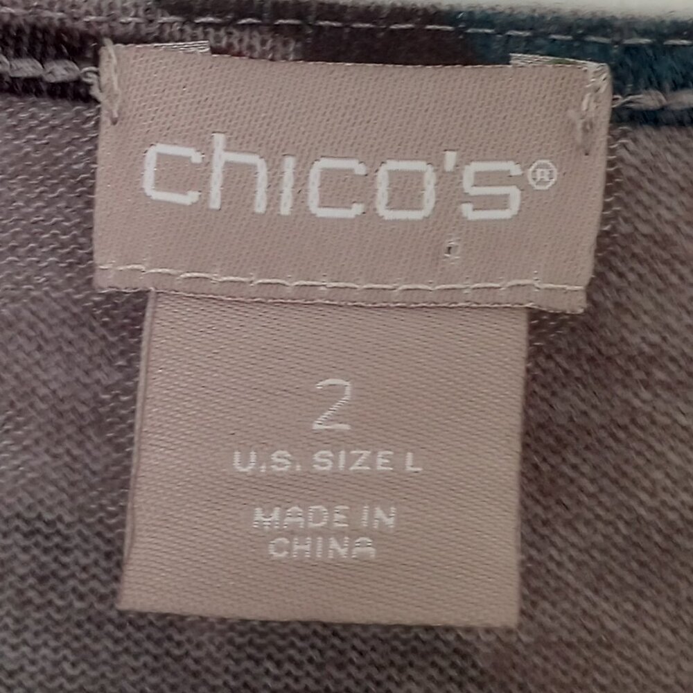 Chico's Rose-Print Button-Sleeve Knit Tunic Top - image 2